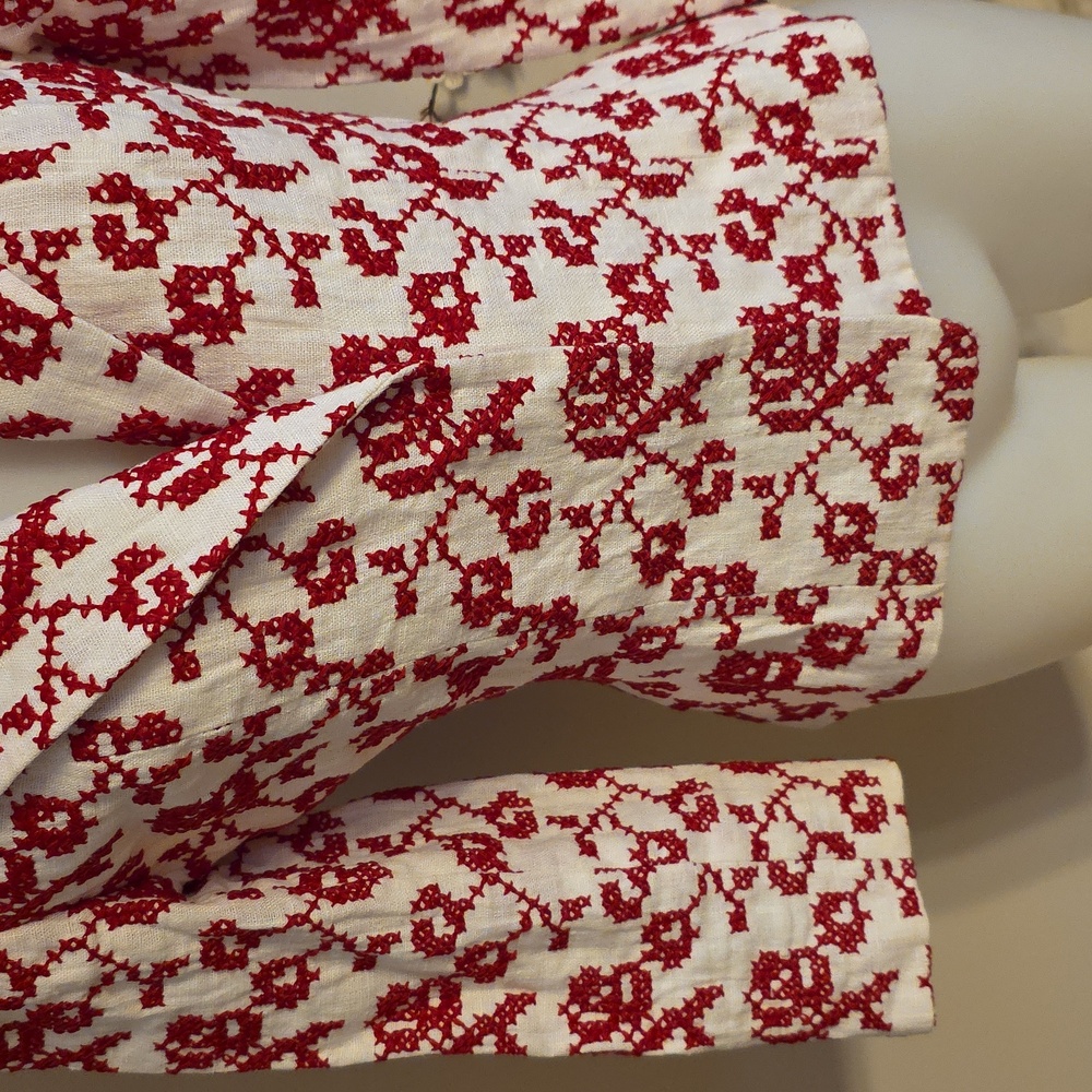 Tree Embroidered Fitted Linen Jacket - Picture 3 of 16